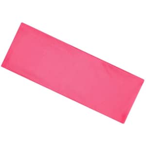 A pink running headband featuring a simple design and a smooth texture, with a small logo at one end.