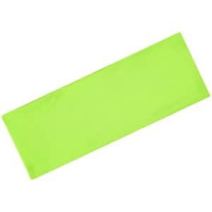 A green running headband featuring a simple design and a logo.