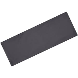 A black running headband with a simple design and a logo.