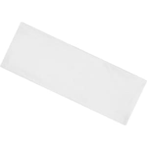A white running headband featuring a logo, designed for sports and fitness activities.