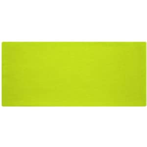 A bright lime green headband made from bio cotton, featuring a simple design and a logo.