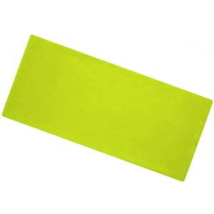 A vibrant lime green headband made of bio cotton, featuring a branded logo.