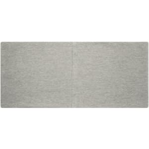A grey bio cotton headband with a seamless design, featuring a subtle branding logo.