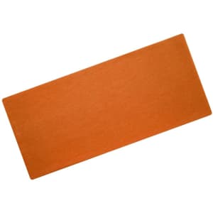 An orange Bio Cotton headband displayed flat, featuring a simple design and a logo.