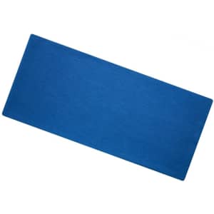 A blue Bio Cotton headband laid flat, featuring a simple design and logo.