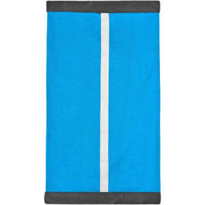 A bright blue Winter X-Tube scarf with grey trim and a central white stripe. Features a logo.
