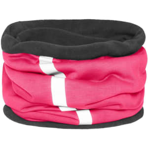 A pink and black Winter X-Tube scarf with a smooth, tubular design, featuring white stripes.