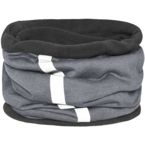 A grey and black Winter X-Tube scarf with a soft, textured design and a white stripe. Features a logo.
