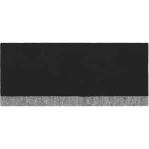 A reversible headband featuring a black upper section and a grey lower edge, with a logo.