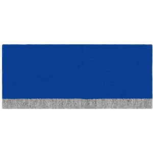 A reversible headband featuring a vibrant blue colour with a grey bottom edge and a logo.