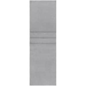 A grey fleece scarf featuring three horizontal seams and a subtle logo. Ideal for adding warmth and style.