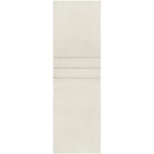 A fleece scarf in a soft beige colour, featuring three stitched lines for added texture. It has a logo present.