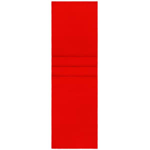 A red fleece scarf, featuring a simple design with a folded and layered appearance.