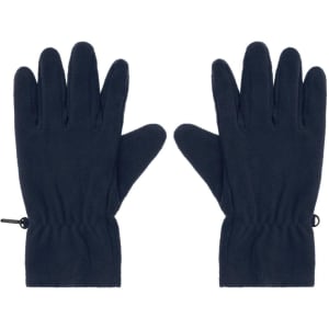 Microfleece gloves in navy blue with an elasticated wrist for a snug fit. The gloves have a smooth finish and a logo.