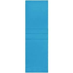 A blue microfleece scarf featuring a simple, streamlined design with a branding logo.