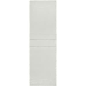 A light grey microfleece scarf with a smooth texture and folded design, featuring a simple logo.