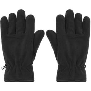 A pair of black Thinsulate™ fleece gloves with elastic adjustments at the wrists.