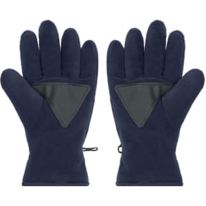 Thinsulate™ fleece gloves in navy blue, featuring a textured palm and adjustable wrist closure.