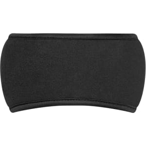 A black Thinsulate™ headband with a smooth texture and a curved design. It features a branding logo.