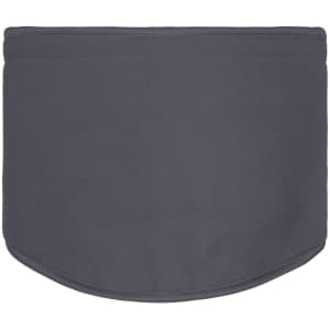 A grey Thinsulate™ neckwarmer with a smooth fabric texture and rounded bottom edge. It features a logo.