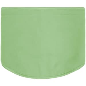 A green Thinsulate™ neck warmer with a smooth texture and rounded edges. It features a logo.