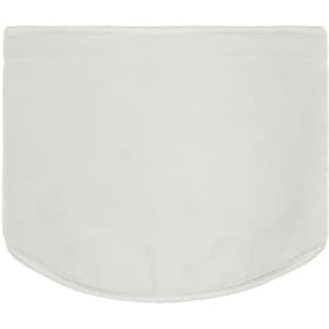 A light grey Thinsulate™ neck warmer, made from soft fabric with a rounded bottom edge and a logo.