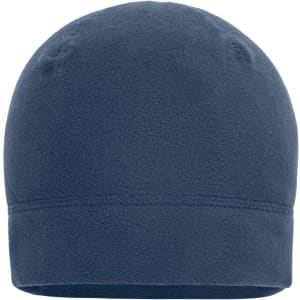 A microfleece beanie in navy blue, featuring a seamless design and no visible branding.