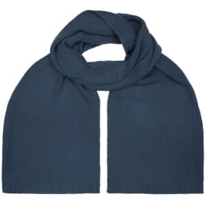 A blue promotional scarf with a textured design, featuring a subtle branding area.
