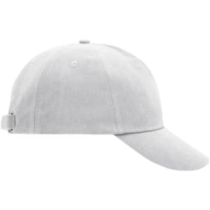 A grey 5 Panel Cap featuring a curved brim and an adjustable strap at the back. It has a logo on the front.