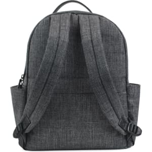 A grey utility backpack featuring padded straps, a textured exterior, and side pockets for additional storage.