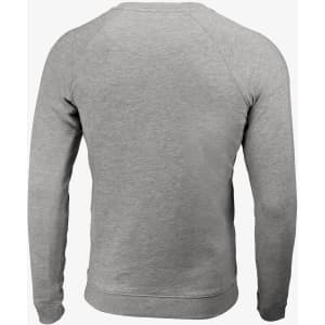 A grey men's sweatshirt without a hood, featuring a simple design and a back view. It has a logo.