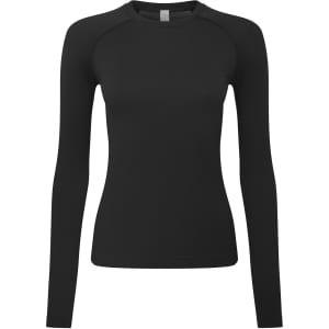 A black long-sleeve underscrub baselayer with a smooth finish and fitted design. Features a logo on the garment.