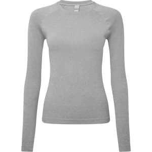 A long-sleeve women's baselayer in a light grey colour, featuring a simple design and fitted silhouette.