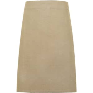 A heavy cotton canvas waist apron in a beige colour, featuring a simple design and a logo.