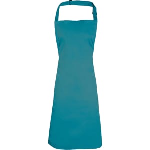A teal bib apron with a neck strap, designed for chefwear and uniforms. It features a simple, solid colour design.