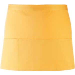 A yellow 3-pocket apron featuring a simple design, suitable for various workwear applications.