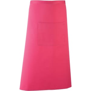 A pink apron featuring a front pocket, designed for workwear use, with a simple, solid colour design.
