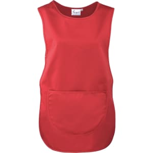 A red pocket tabard with a large front pocket, designed as a tunic-style uniform.