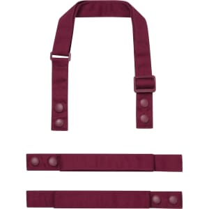 Maroon apron straps set featuring adjustable length and snap button closures. Includes one main strap and two side straps.