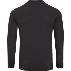 A black Long John Roll-Sleeve Tee with a simple design and long sleeves, featuring a logo on the back.