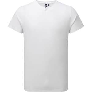 A white cotton-rich T-shirt with short sleeves and a simple design, featuring a small logo.