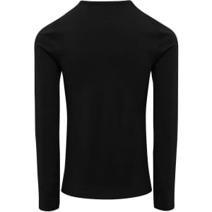 A black long sleeve tee with a roll-sleeve design, featuring a plain back and no visible logos.