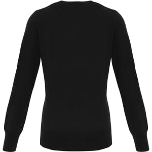 A black women's essential cardigan featuring a simple, ribbed design with long sleeves and a fitted silhouette.