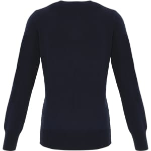 A women's essential cardigan in navy blue, featuring a simple design with long sleeves and a round neckline.