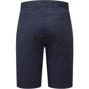 Navy blue chinos shorts featuring a smooth finish and two back pockets, with a subtle logo on the waistband.