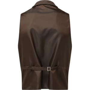 A brown herringbone waistcoat with a smooth back finish and a buckle detail at the waist. It features no visible front.