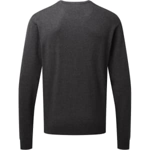 A grey crew neck sweater with long sleeves, featuring a solid design and no visible patterns or embellishments.
