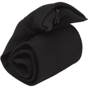 A black rolled tie with a clip for securing. The fabric appears smooth and lightweight.