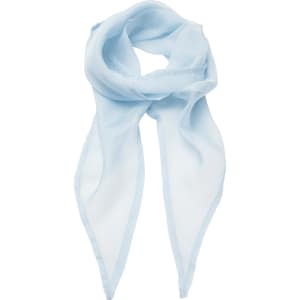 A light blue chiffon scarf with a soft, flowing texture, designed for stylish layering.