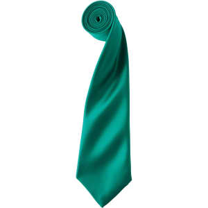 A rolled turquoise satin tie featuring a smooth, shiny texture and a classic shape.